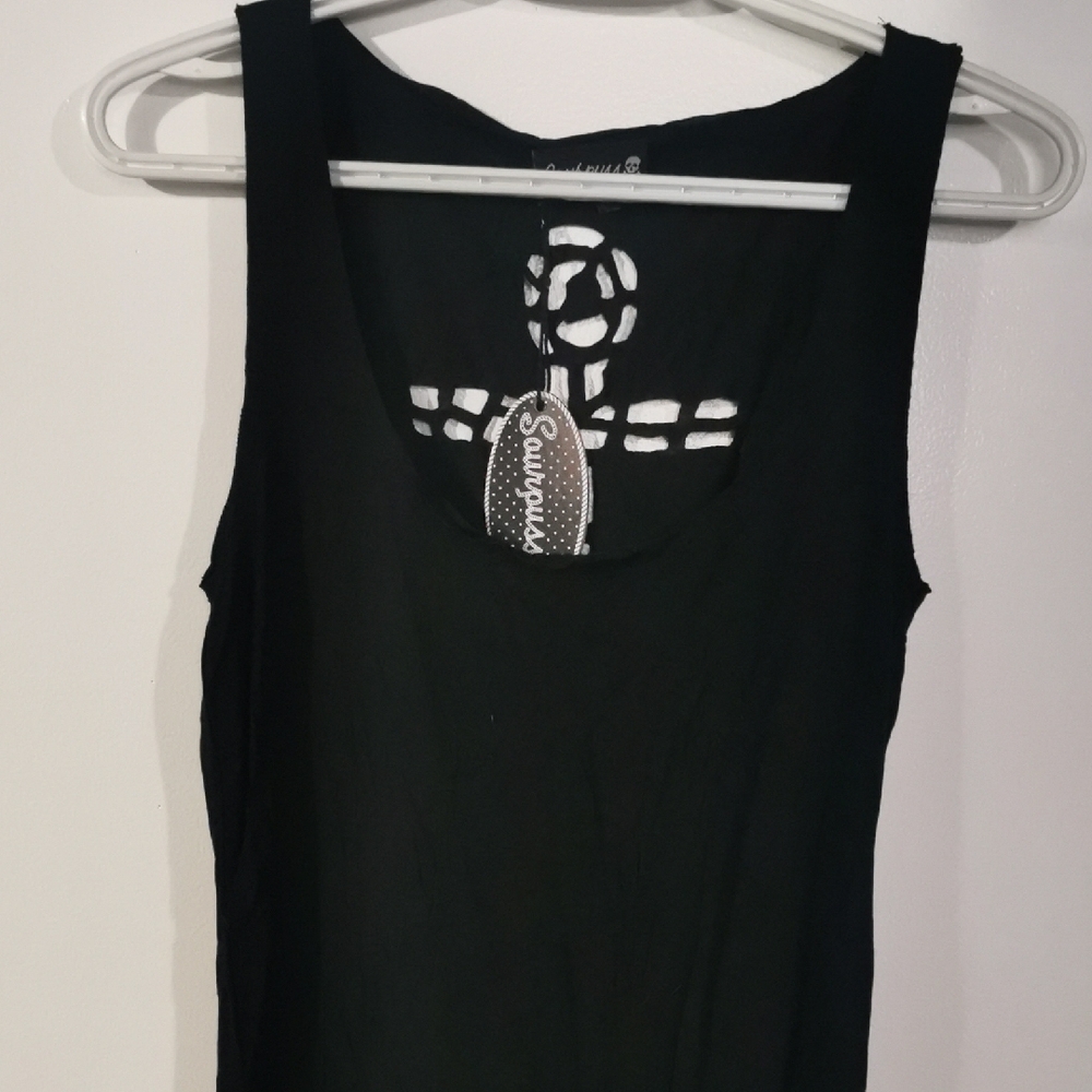 Sourpuss Black Sleeveless Cut Out Tank Top